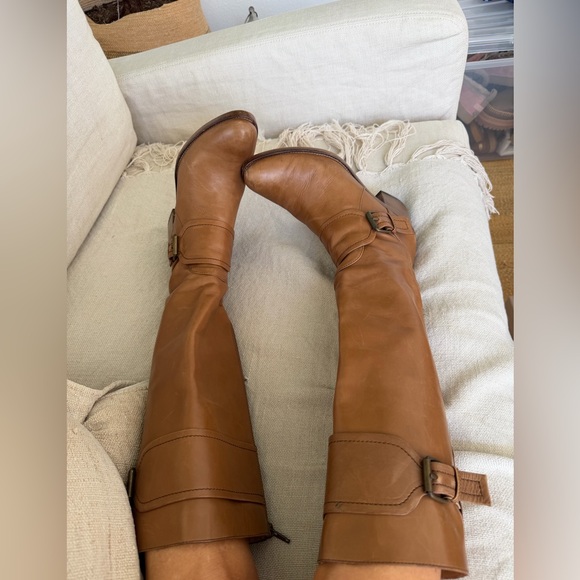 Revolve Cowboy Vibe knee High Camel & Bronce Buckles Boots. Great style❤️🌈 - Picture 2 of 13